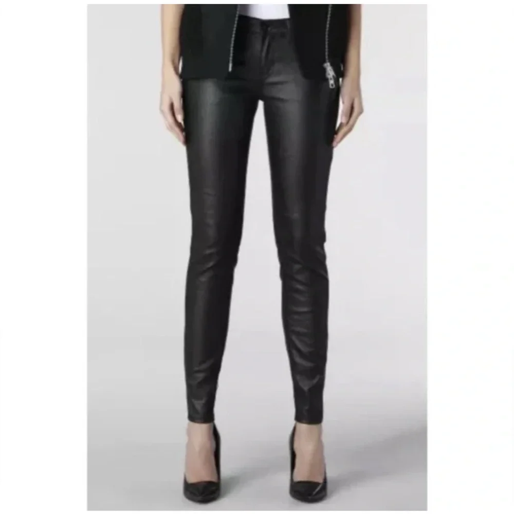 ALLSAINTS ALL SAINTS SPITALFIELDS Coated Skinny Low Rise ASHBY Pants Jeans Sz 25 - Picture 3 of 5